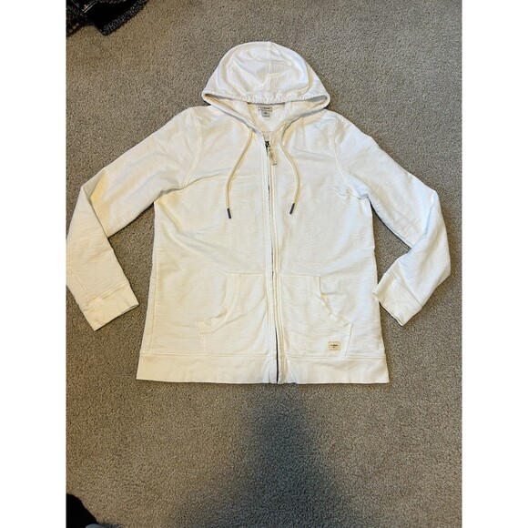 LL Bean Women's Organic Cotton Full-Zip White Hoodie Sweatshirt - Picture 4 of 12
